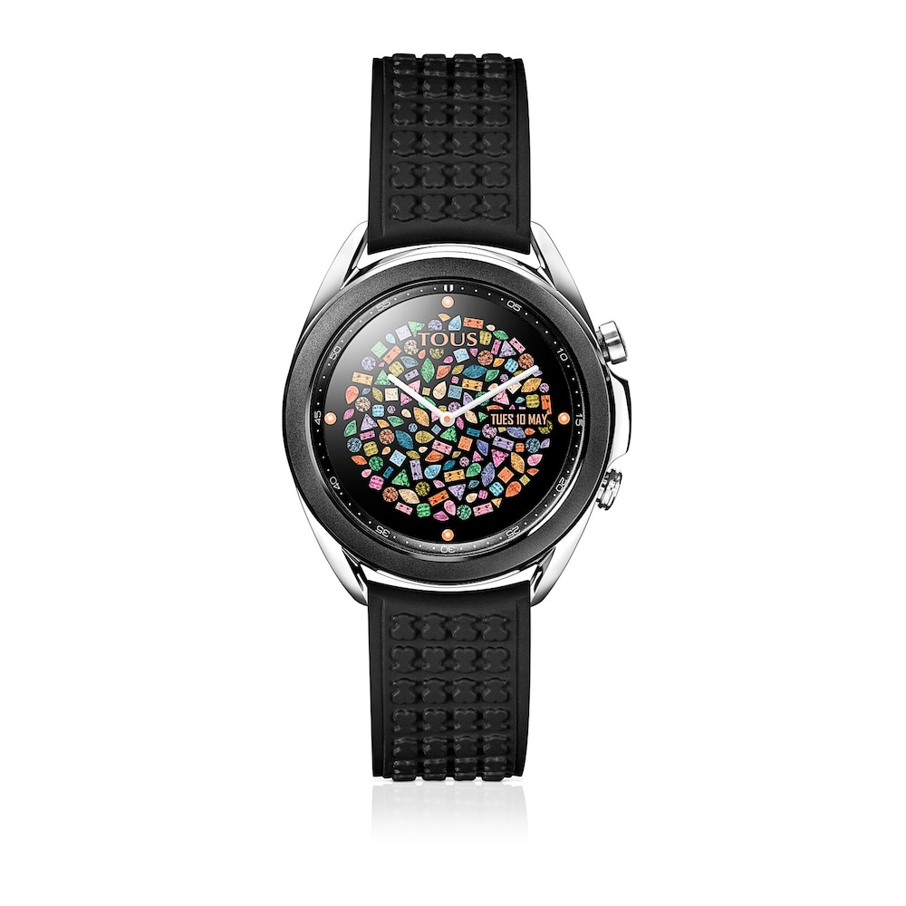 Black IP steel Samsung Galaxy Watch3 by TOUS with black silicone strap image number 0