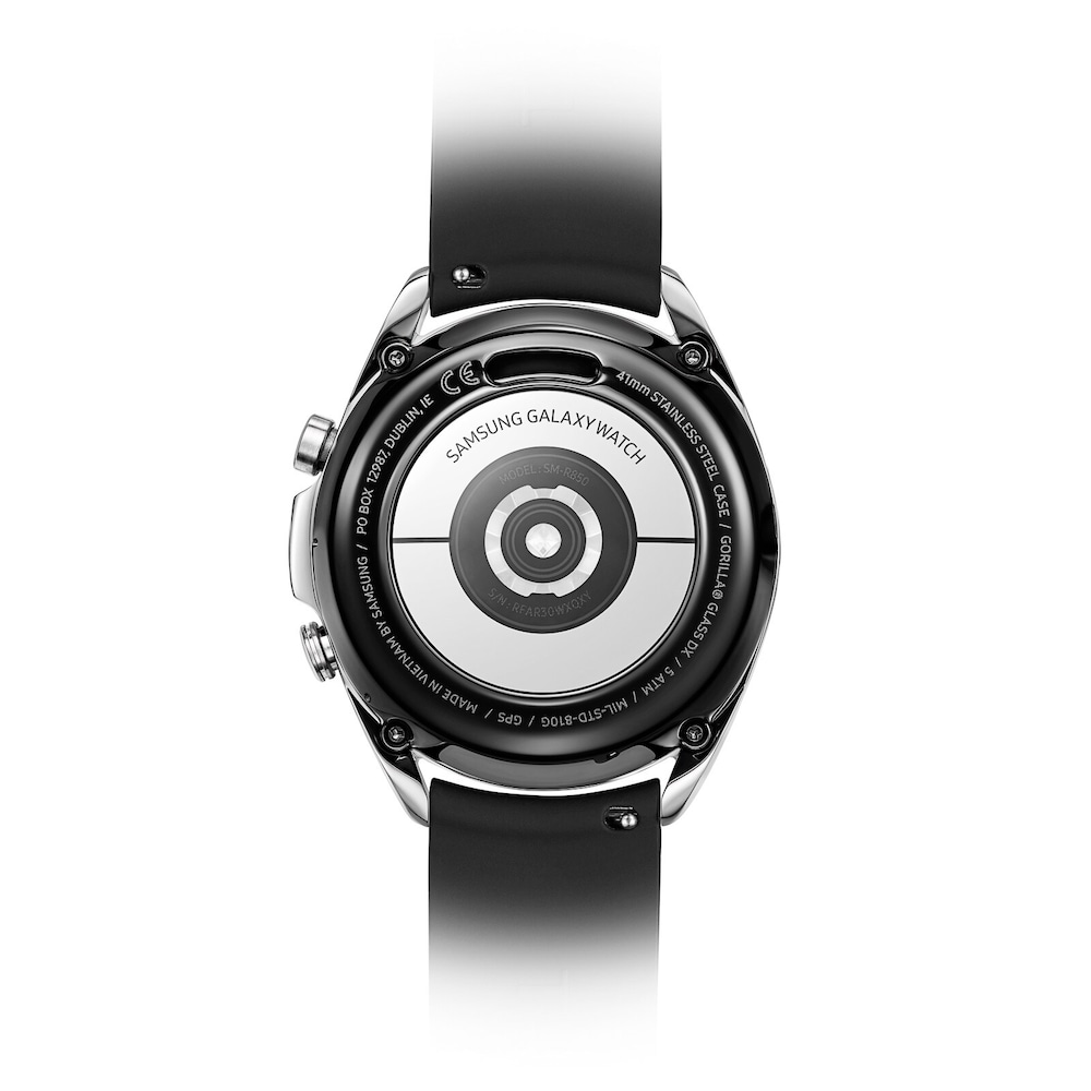 Black IP steel Samsung Galaxy Watch3 by TOUS with black silicone strap image number 2