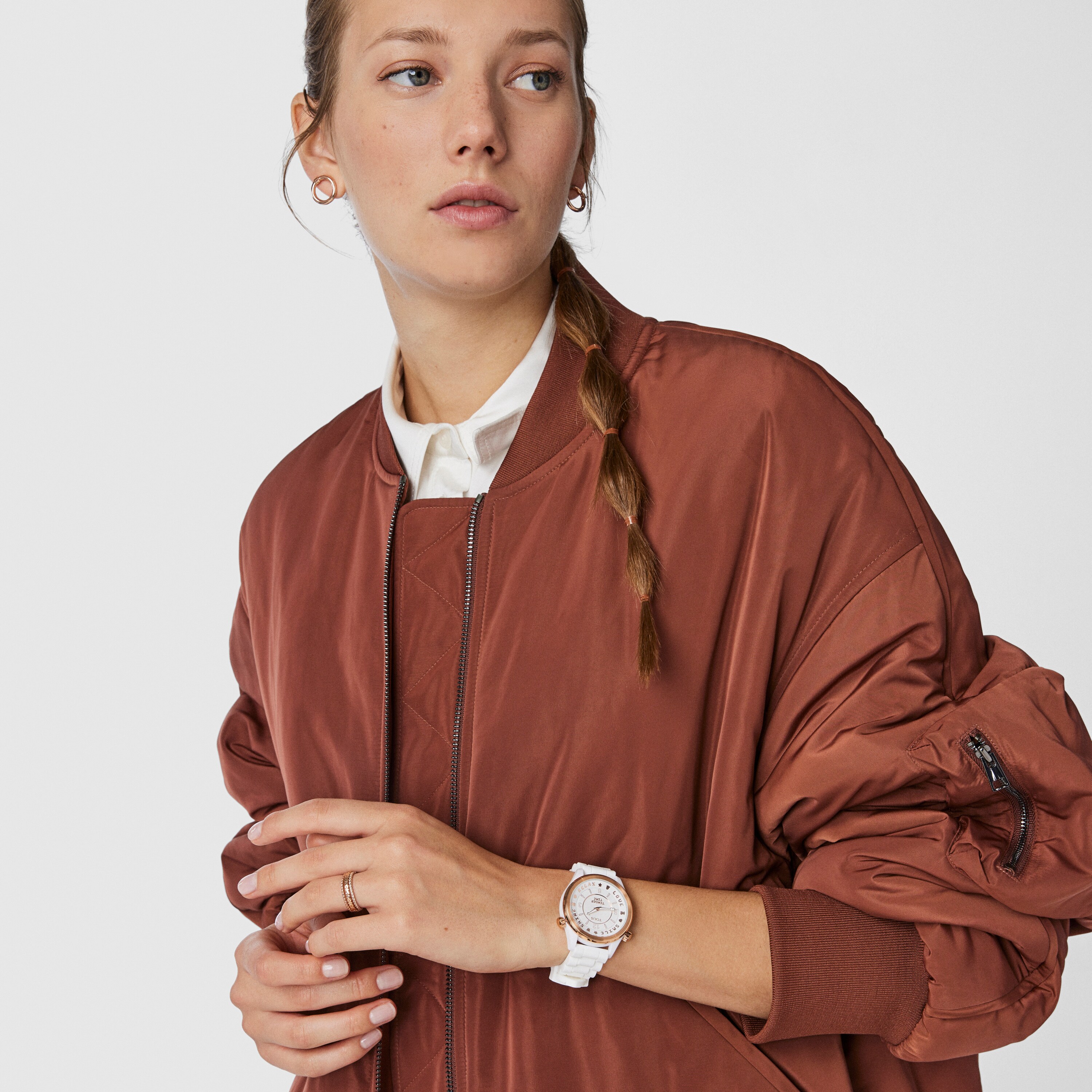 Rose IP steel Tender Time Watch with white silicone strap