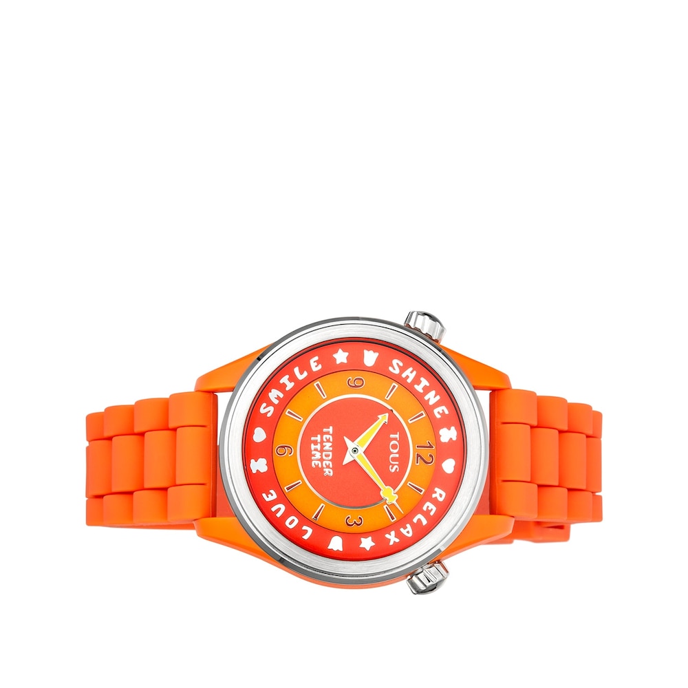 Steel Tender Time Watch with orange silicone strap image number 1
