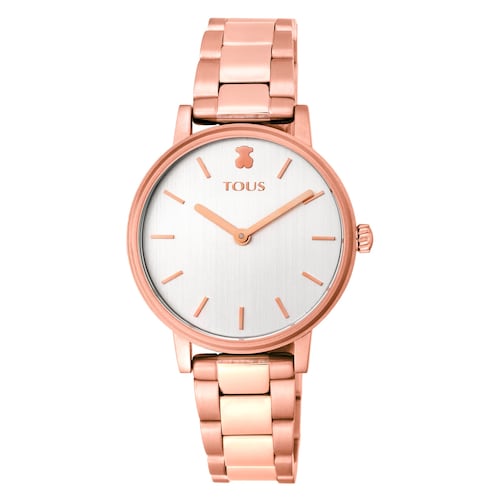 Pink IP steel Rond Color Watch with green-gradient zirconias