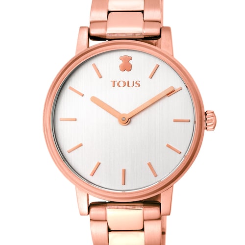 Pink IP steel Rond Color Watch with green-gradient zirconias