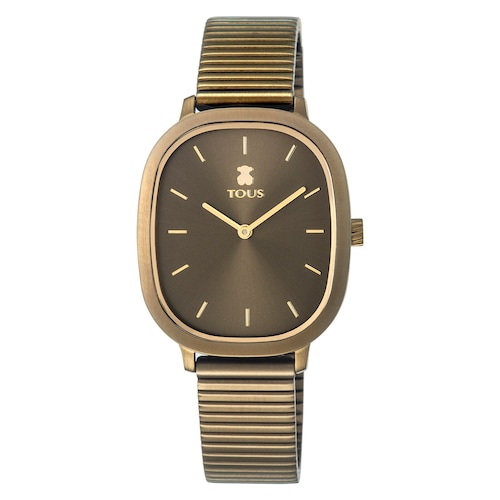 Reloj anal&oacute;gico Heritage Brick de acero IP cobre/dorado image number 0