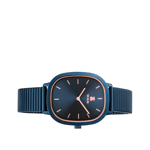 Montre Heritage Brick en acier IP bleu/ros&eacute;