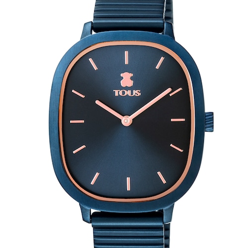 Montre Heritage Brick en acier IP bleu/ros&eacute;