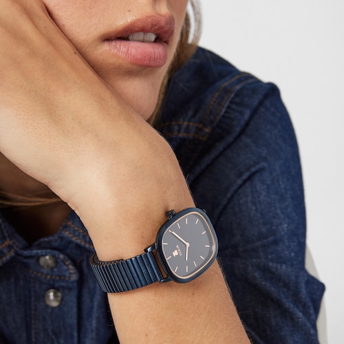 Montre Heritage Brick en acier IP bleu/ros&eacute;