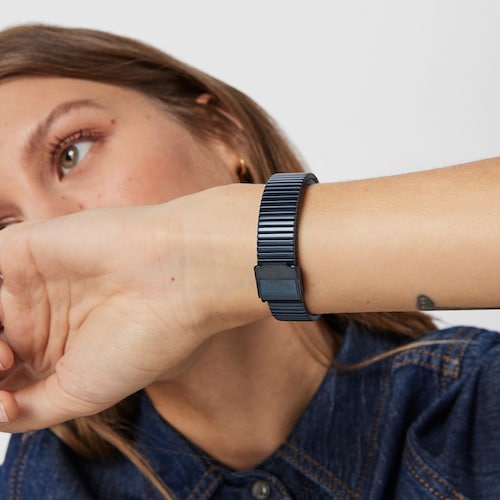 Montre Heritage Brick en acier IP bleu/ros&eacute;