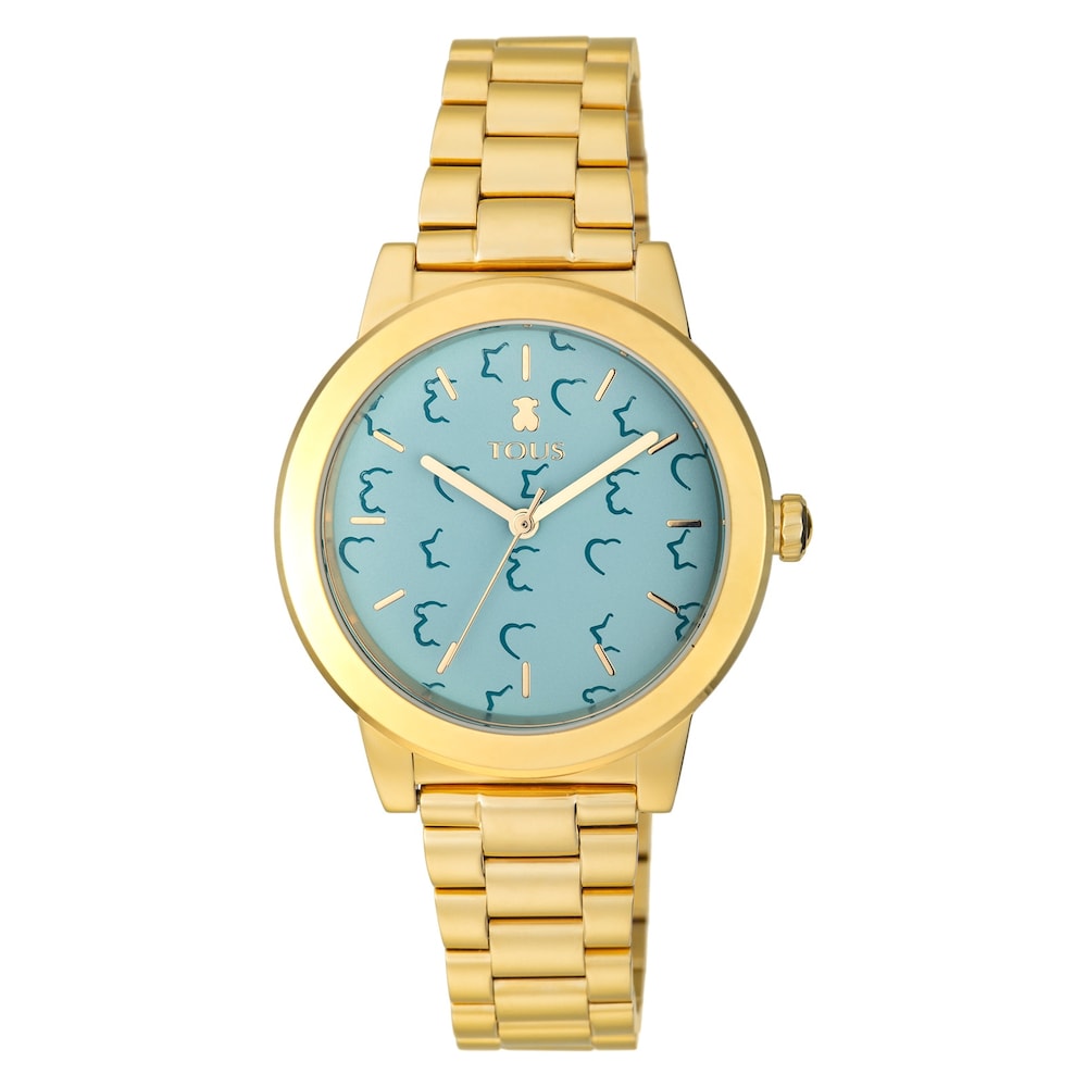 Gold-colored IP steel Glazed Watch