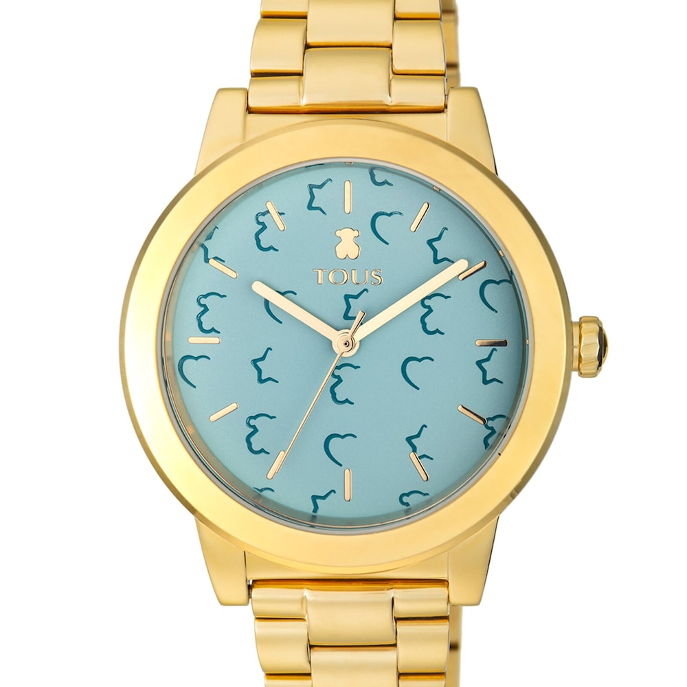 Gold-colored IP steel Glazed Watch