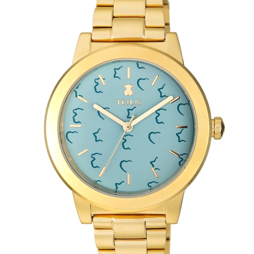 Reloj anal&oacute;gico Glazed de acero IP dorado