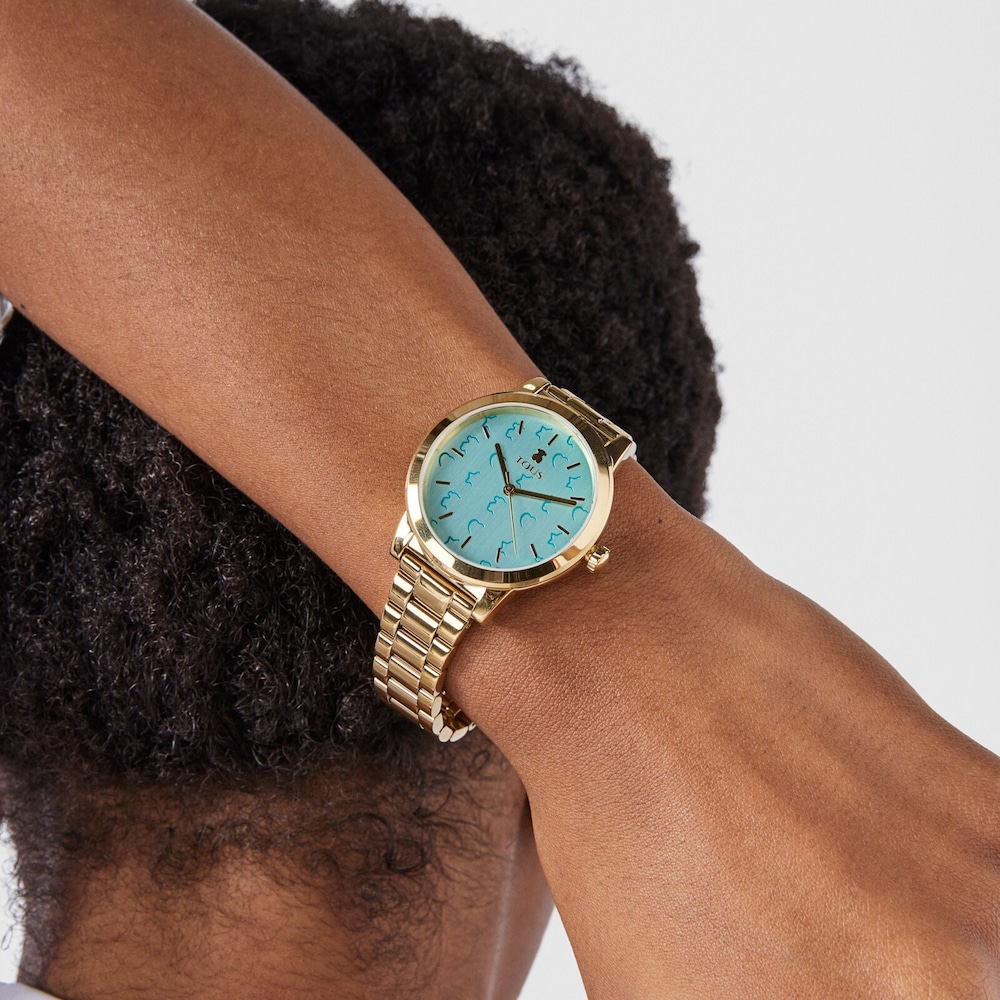 Gold-colored IP steel Glazed Watch image number 4