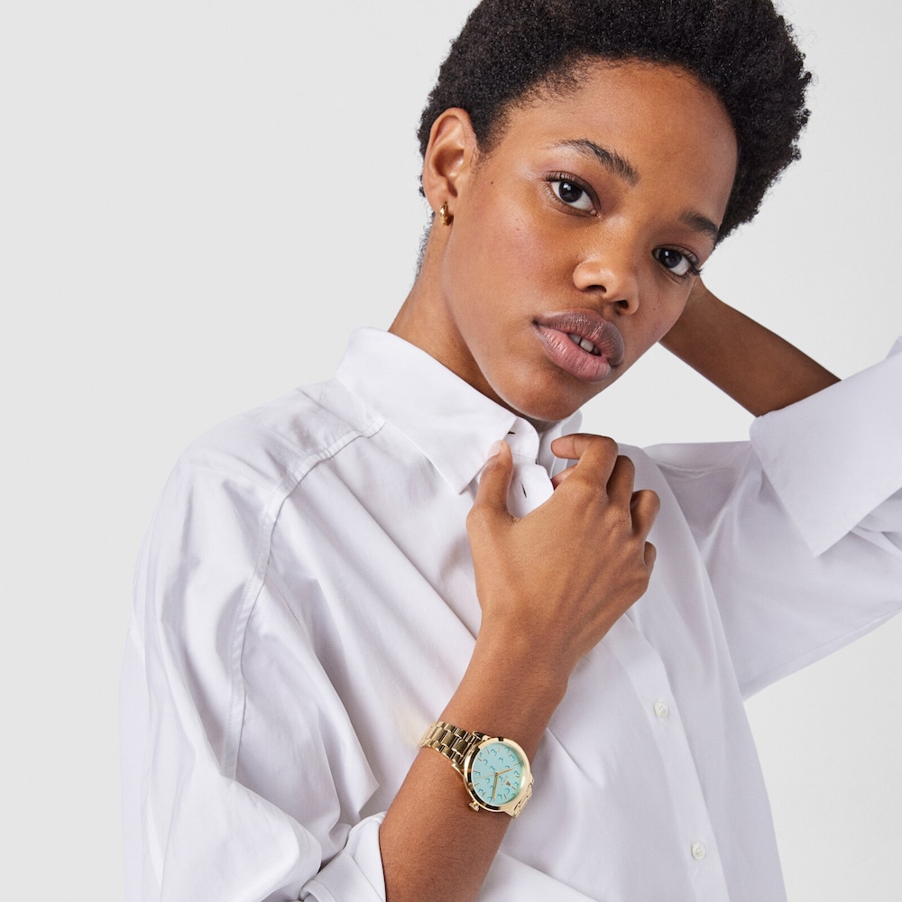 Gold-colored IP steel Glazed Watch