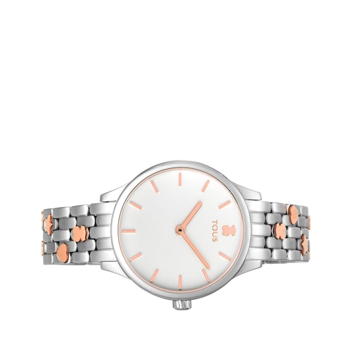 Montre Mini Icon bicolore en acier et acier IP ros&eacute;