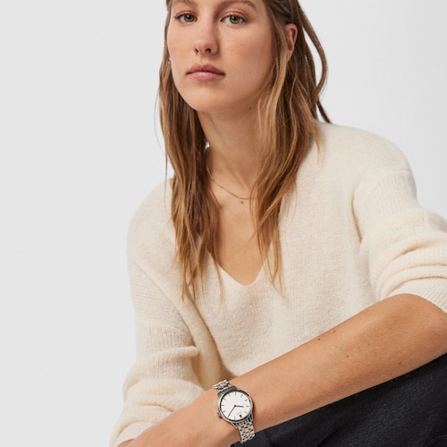 Montre Mini Icon bicolore en acier et acier IP ros&eacute;