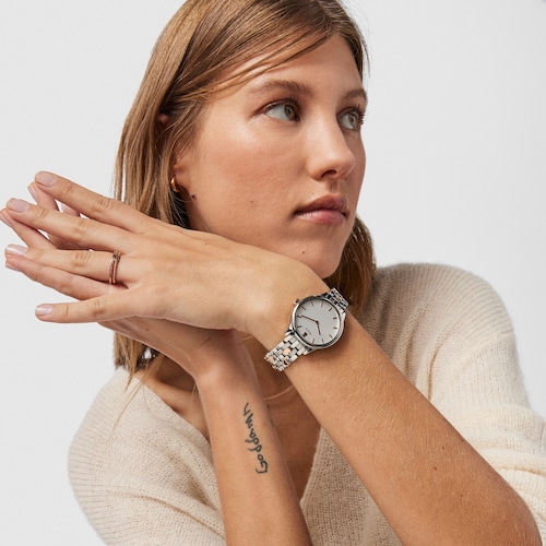 Montre Mini Icon bicolore en acier et acier IP ros&eacute;