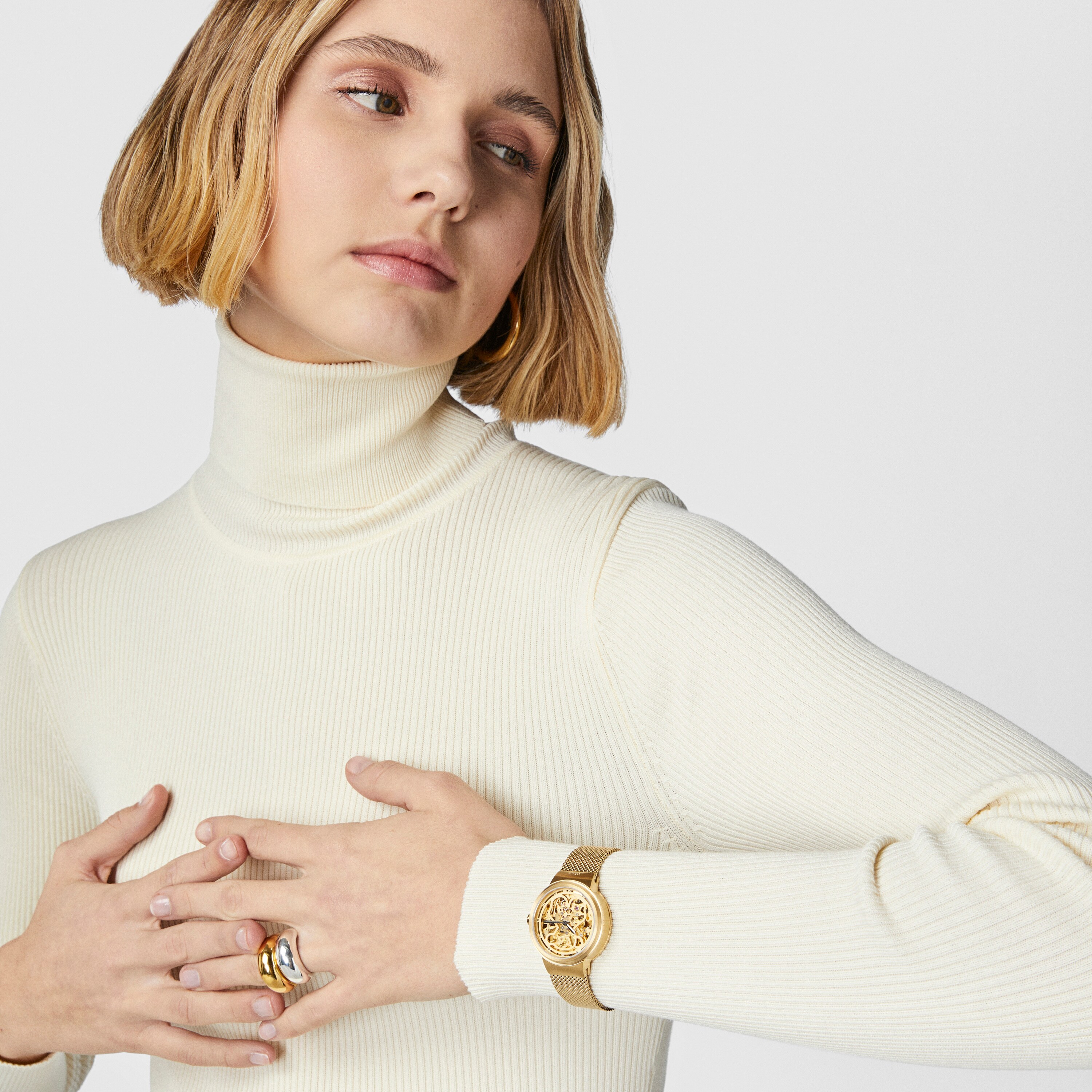 Gold-colored IP steel Rond automatic Watch