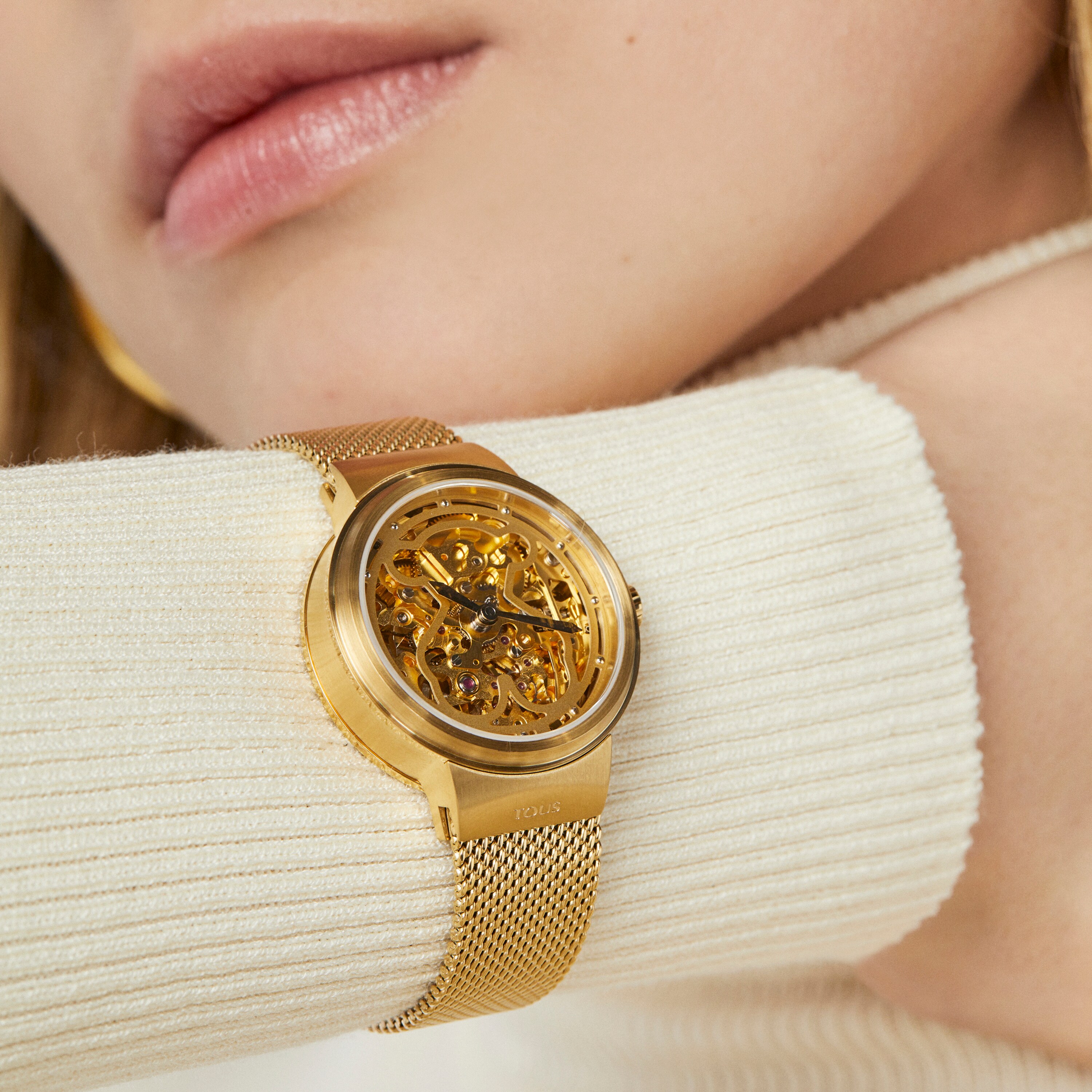 Gold-colored IP steel Rond automatic Watch