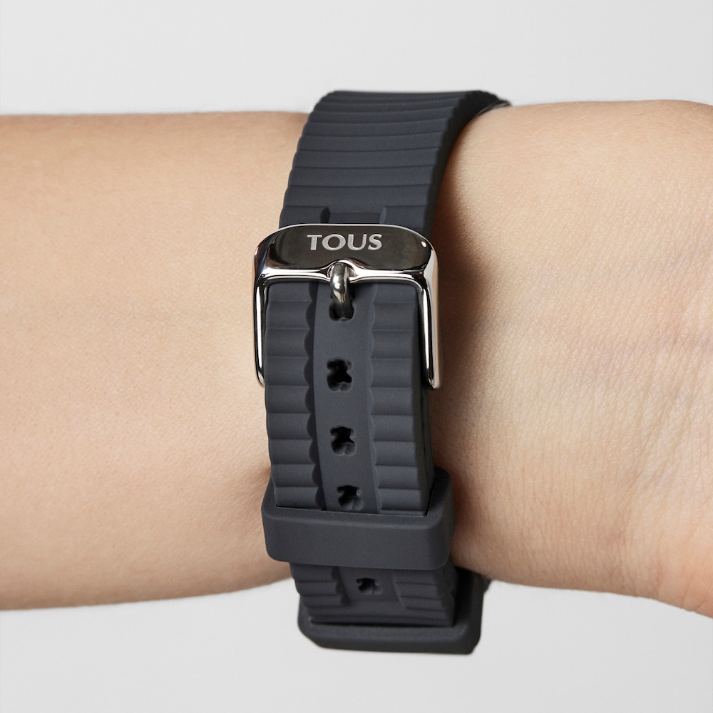 Steel Rond Connect Watch with gray silicone strap