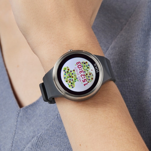 Steel Rond Connect Watch with gray silicone strap