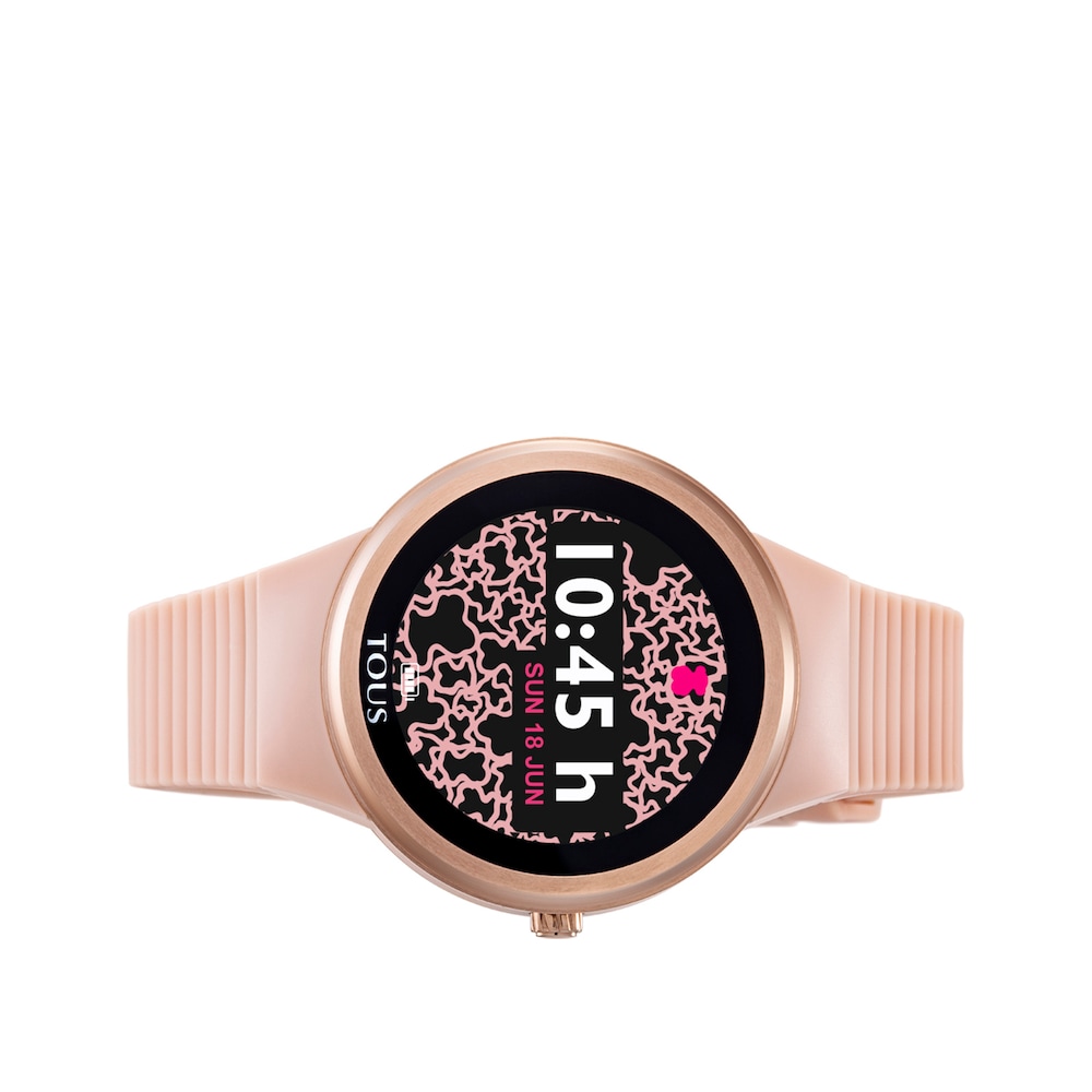 Reloj smartwatch Rond Connect de acero IP rosado con correa de silicona nude image number 1