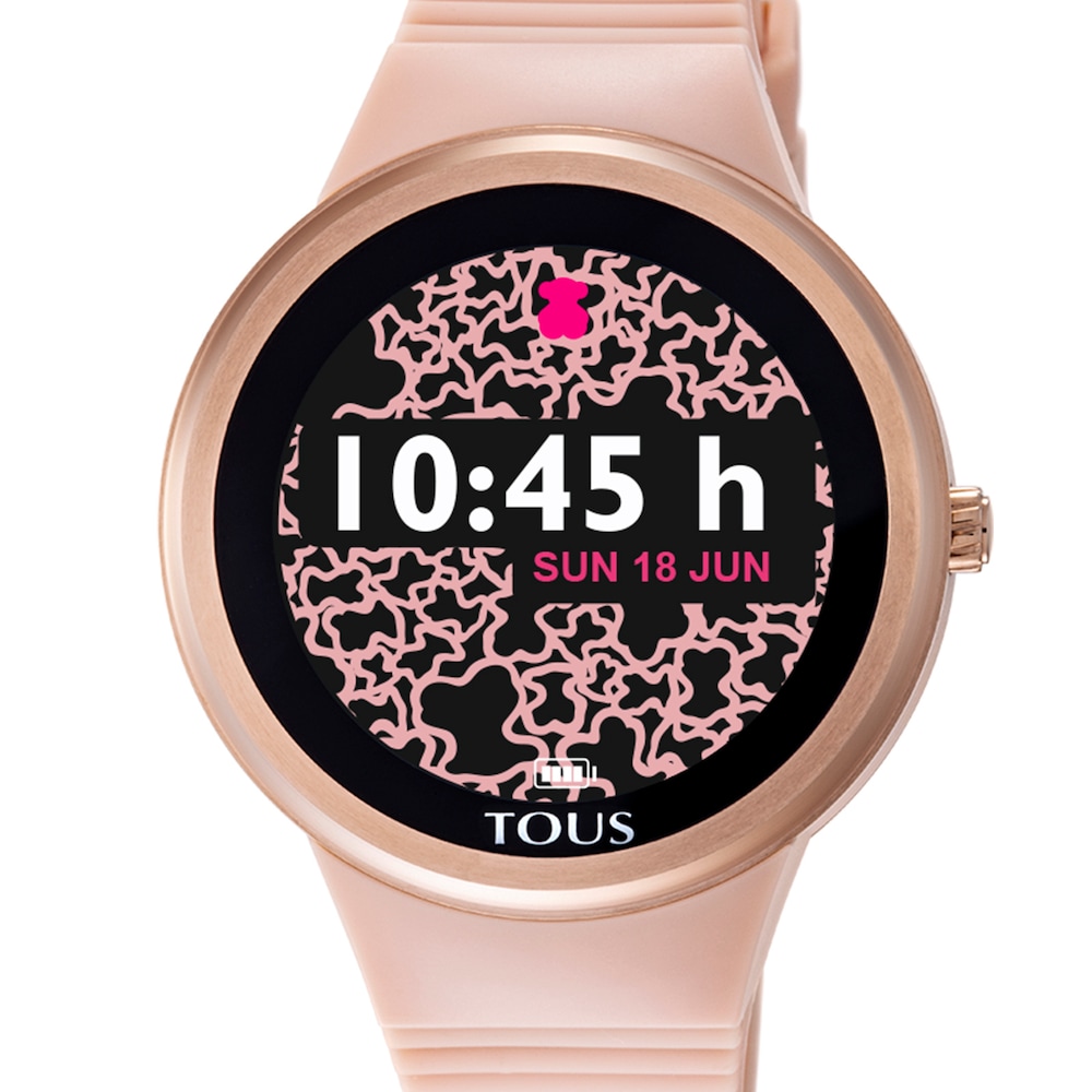 Reloj smartwatch Rond Connect de acero IP rosado con correa de silicona nude image number 2