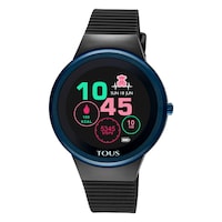 Reloj smartwatch Rond Connect de acero IP azul con correa de silicona negra