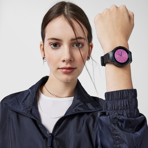 Reloj smartwatch Rond Connect de acero IP azul con correa de silicona negra