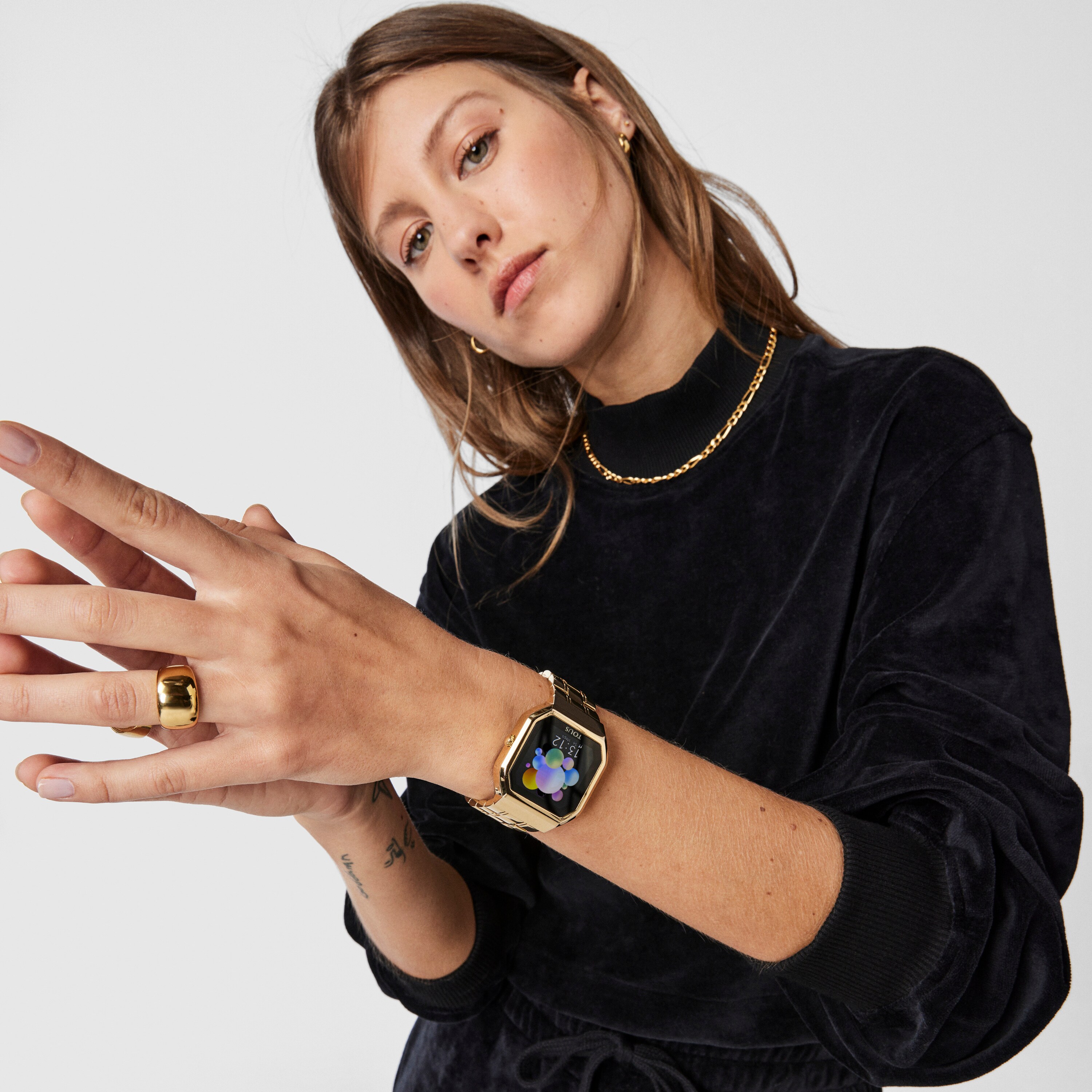 Gold-colored IP steel B-Connect Watch