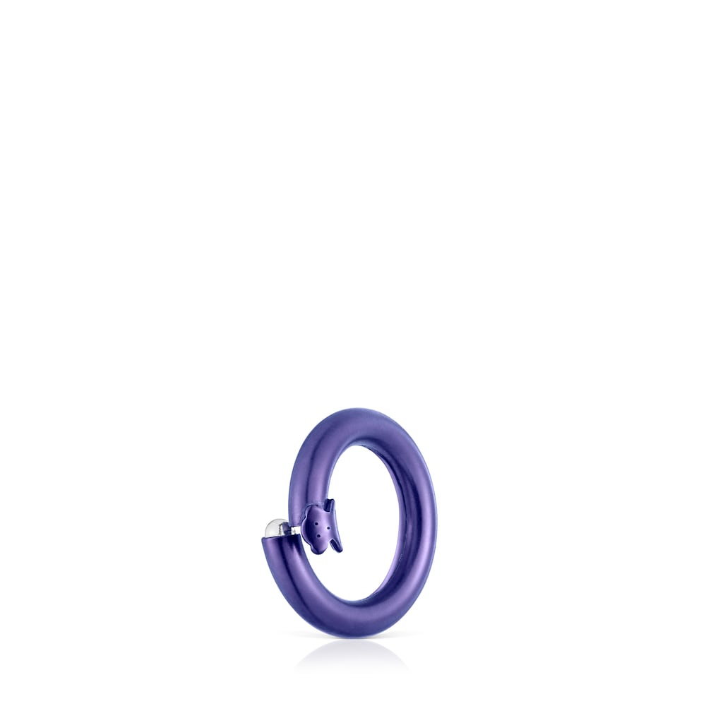 Anilla pequeña de plata en color morado Hold image number 1