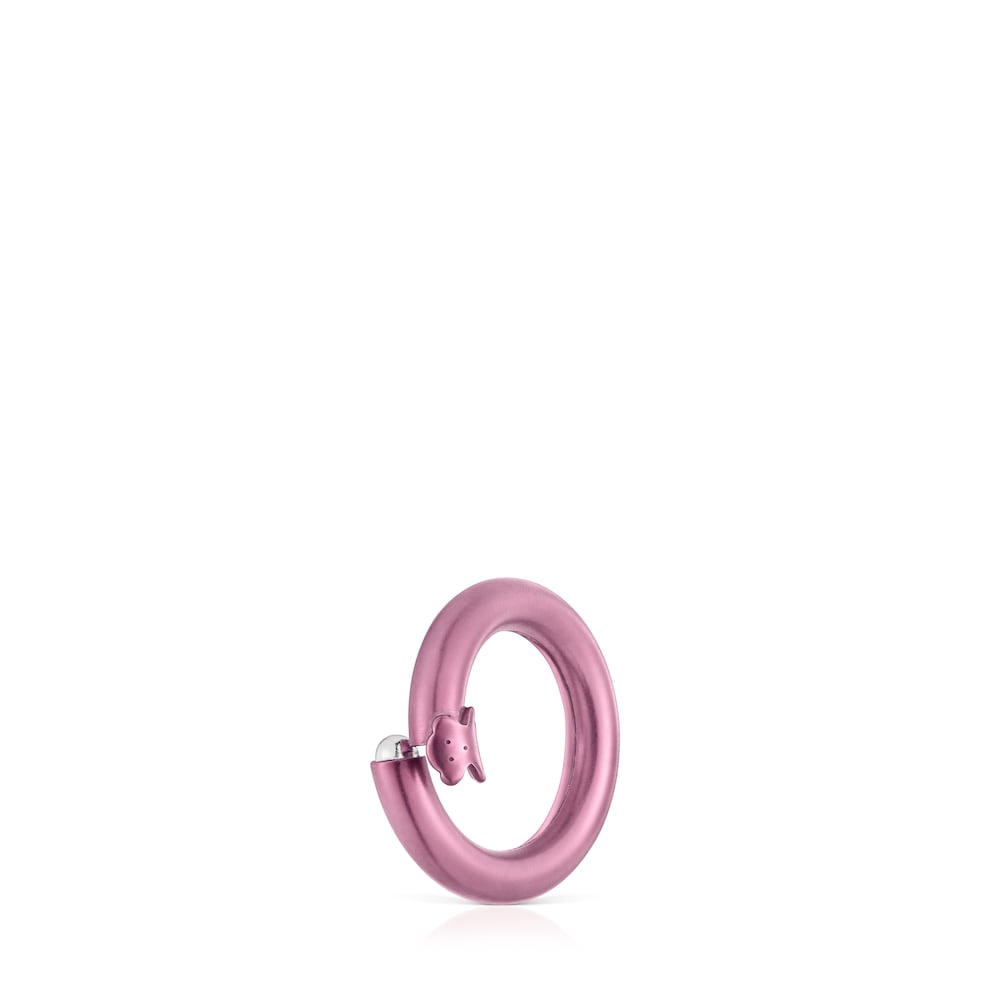 Anilla pequeña de plata en color rosa Hold image number 1