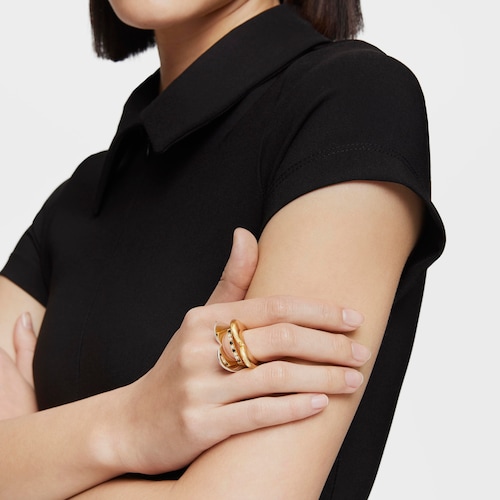 Small Ring with 18kt gold plating over silver and gemstones TOUS Basic Colors