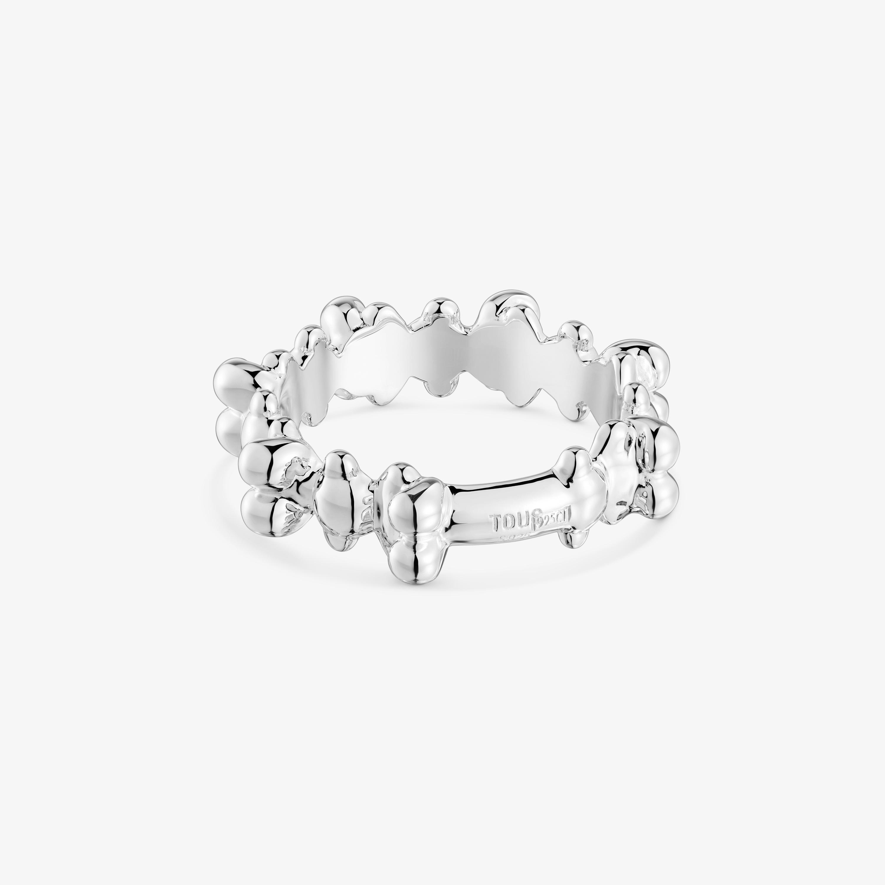 Medium silver Ring with Bear motifs Bold