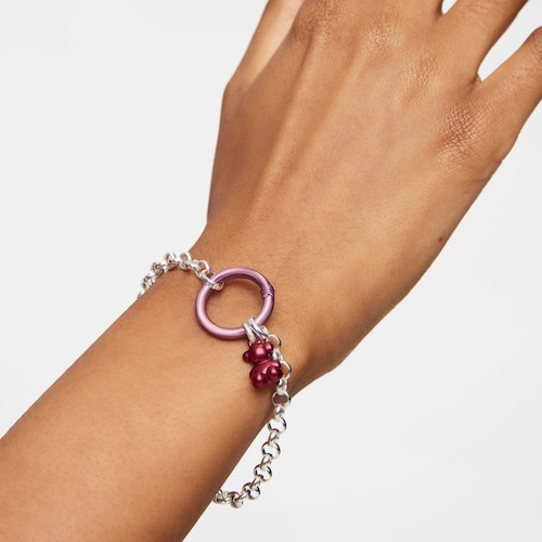 Anilla mediana de plata en color rosa Hold