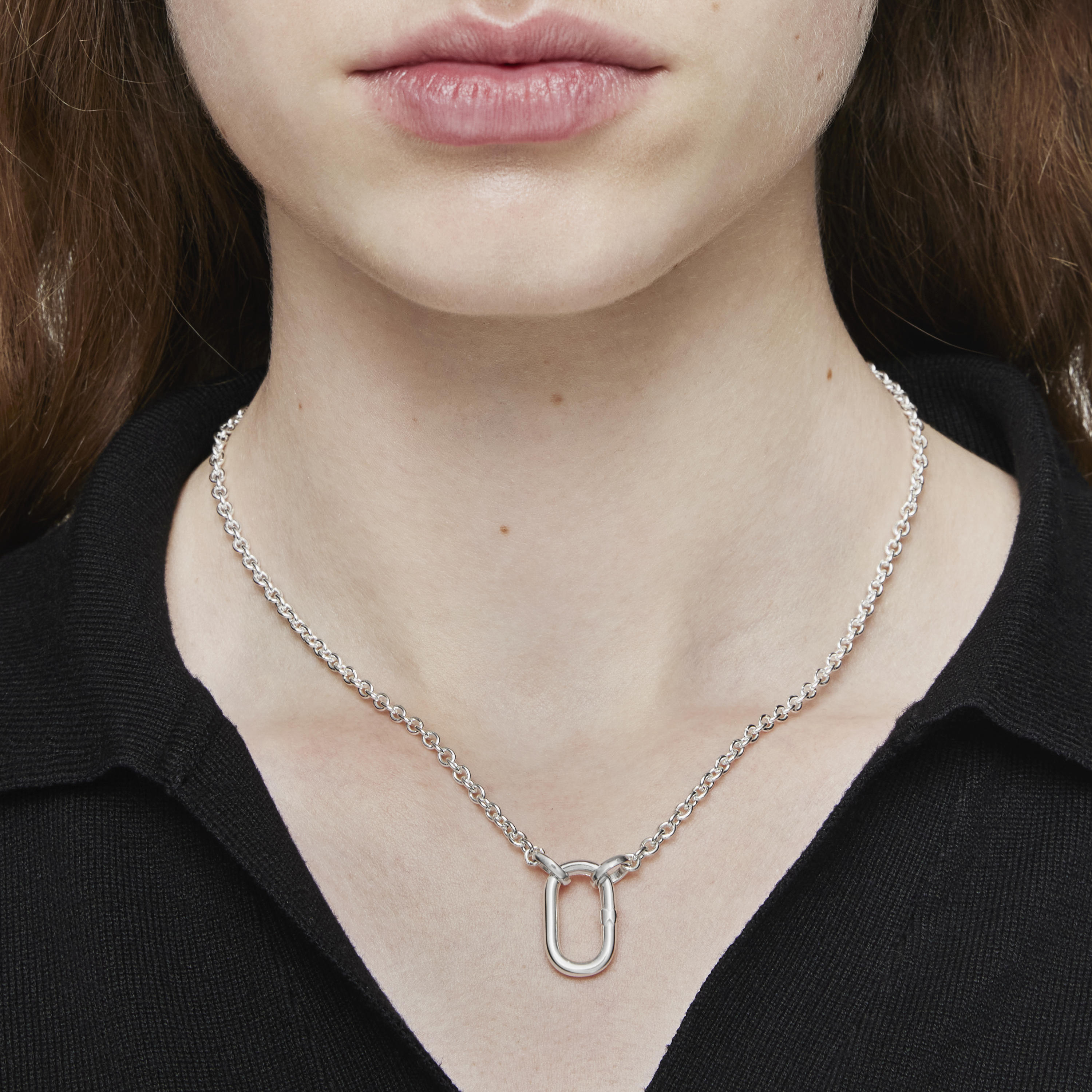 Anilla mediana de plata Hold Oval