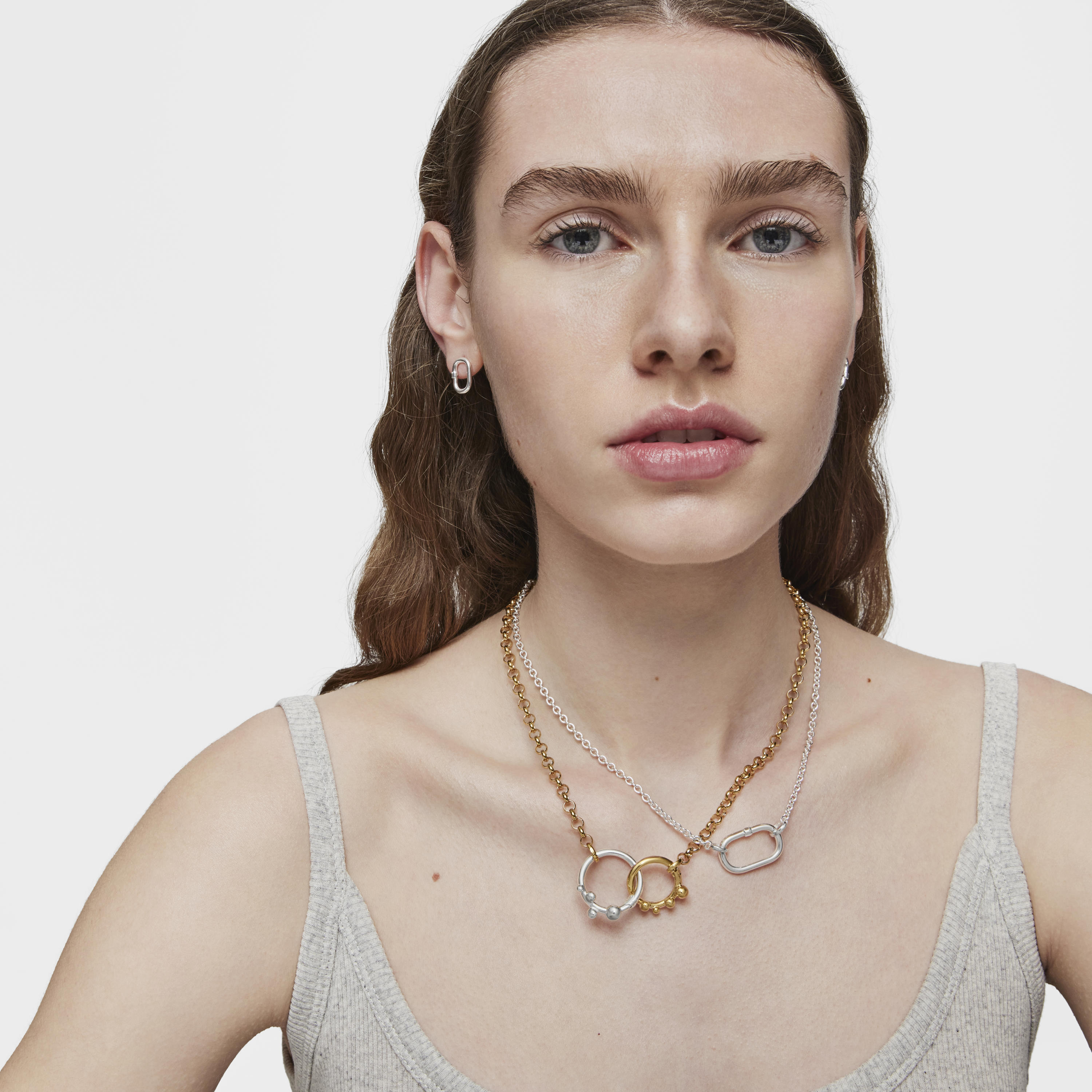 Anilla mediana de plata Hold Oval