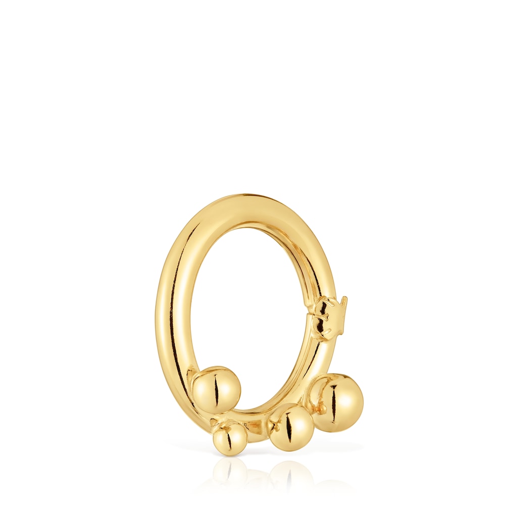 Anilla mediana con baño de oro 18 kt sobre plata y detalles Hold image number 1