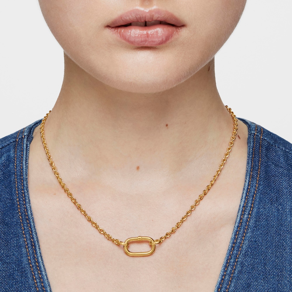 Argola m&eacute;dia banhada a ouro de 18&nbsp;K sobre prata Hold Oval