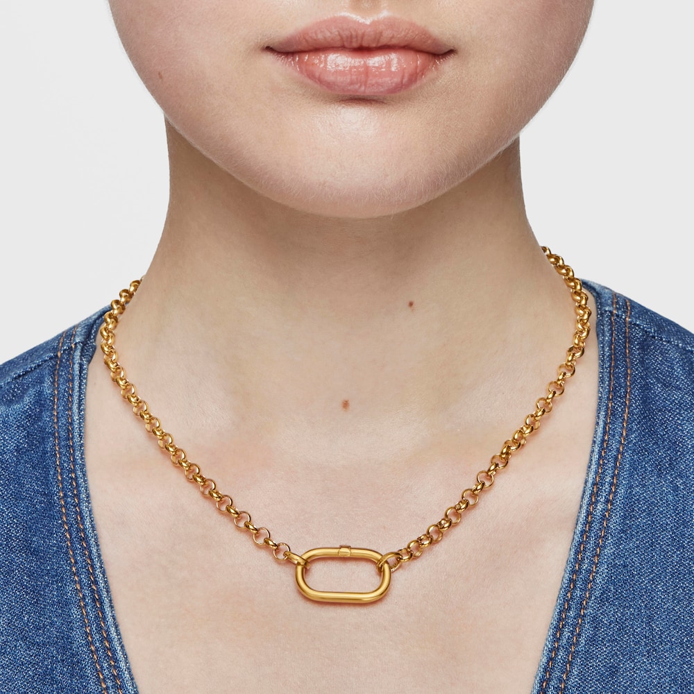 Duży brelok ze srebra pokrytego 18-karatowym złotem Hold Oval