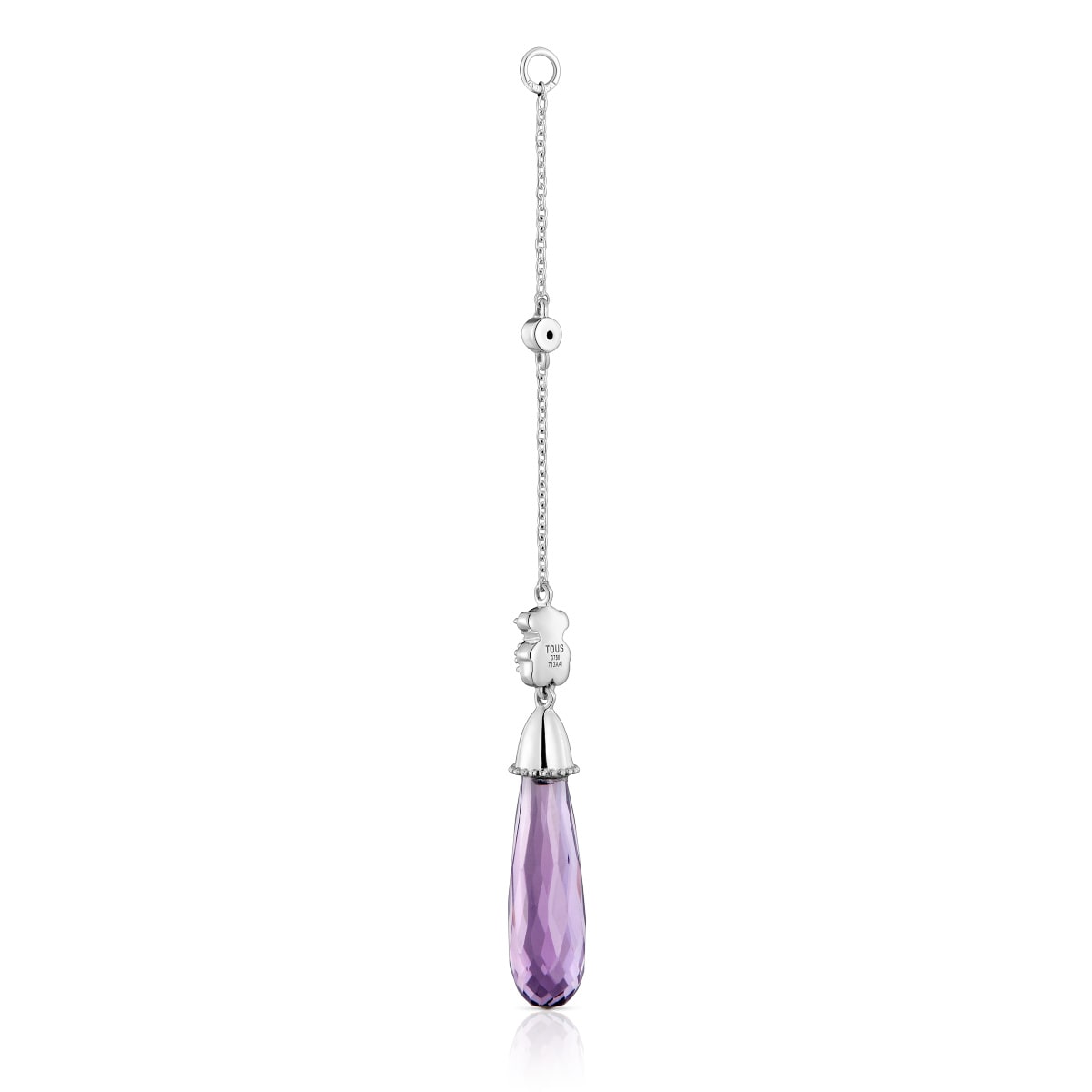 Long white-gold bear Single earring with diamonds and amethyst TOUS Grain