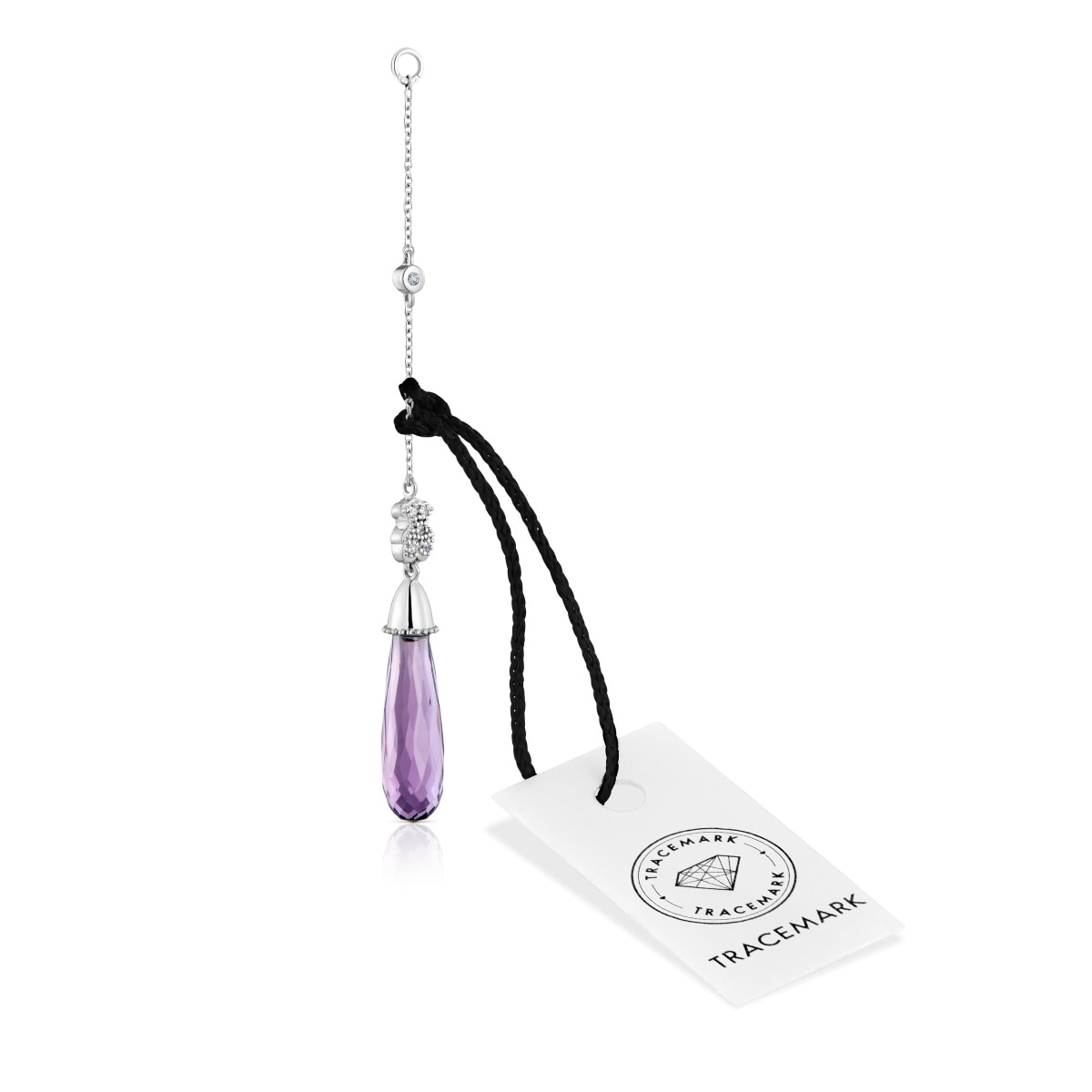 Long white-gold bear Single earring with diamonds and amethyst TOUS Grain