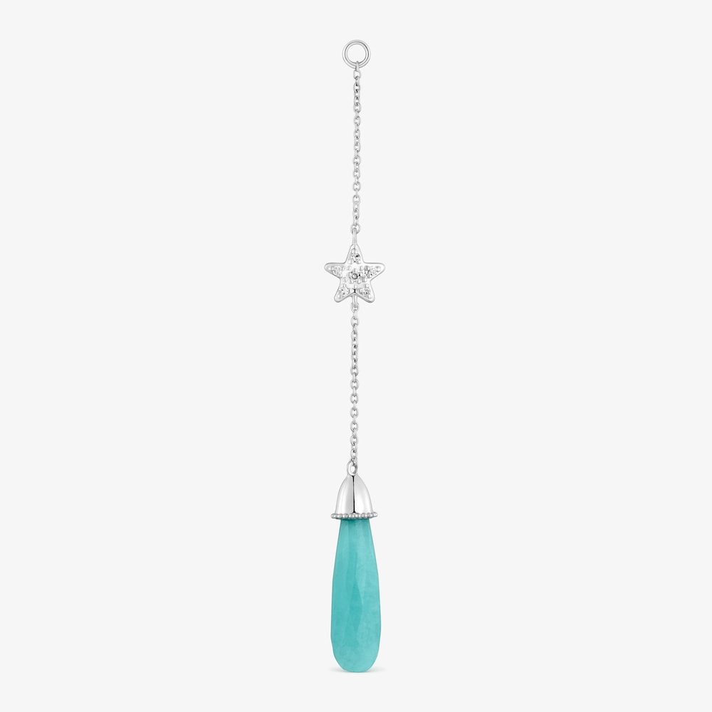 Long 18K white- gold star Single earring with diamonds and amazonite TOUS Grain