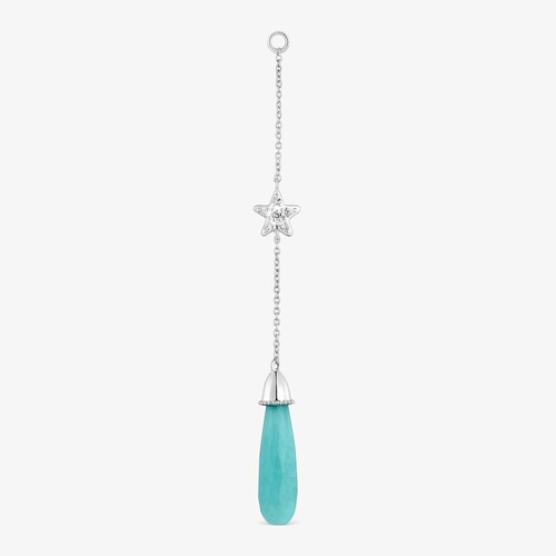 Long 18K white- gold star Single earring with diamonds and amazonite TOUS Grain