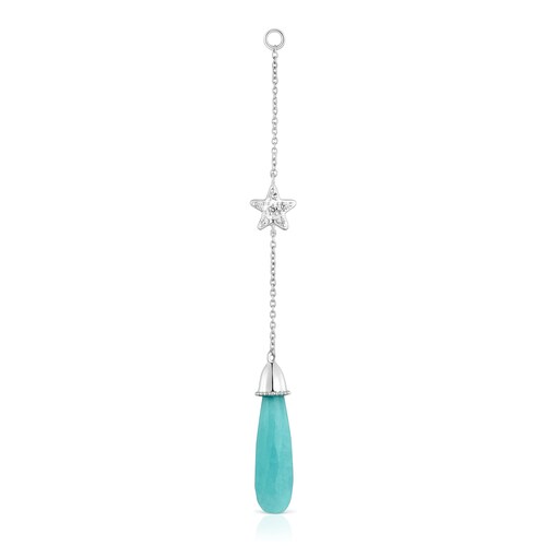 Long white-gold star Single earring with diamonds and amazonite TOUS Grain image number 0