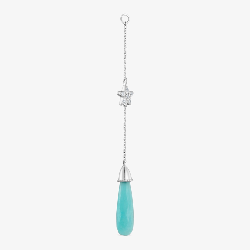 Long 18K white- gold star Single earring with diamonds and amazonite TOUS Grain