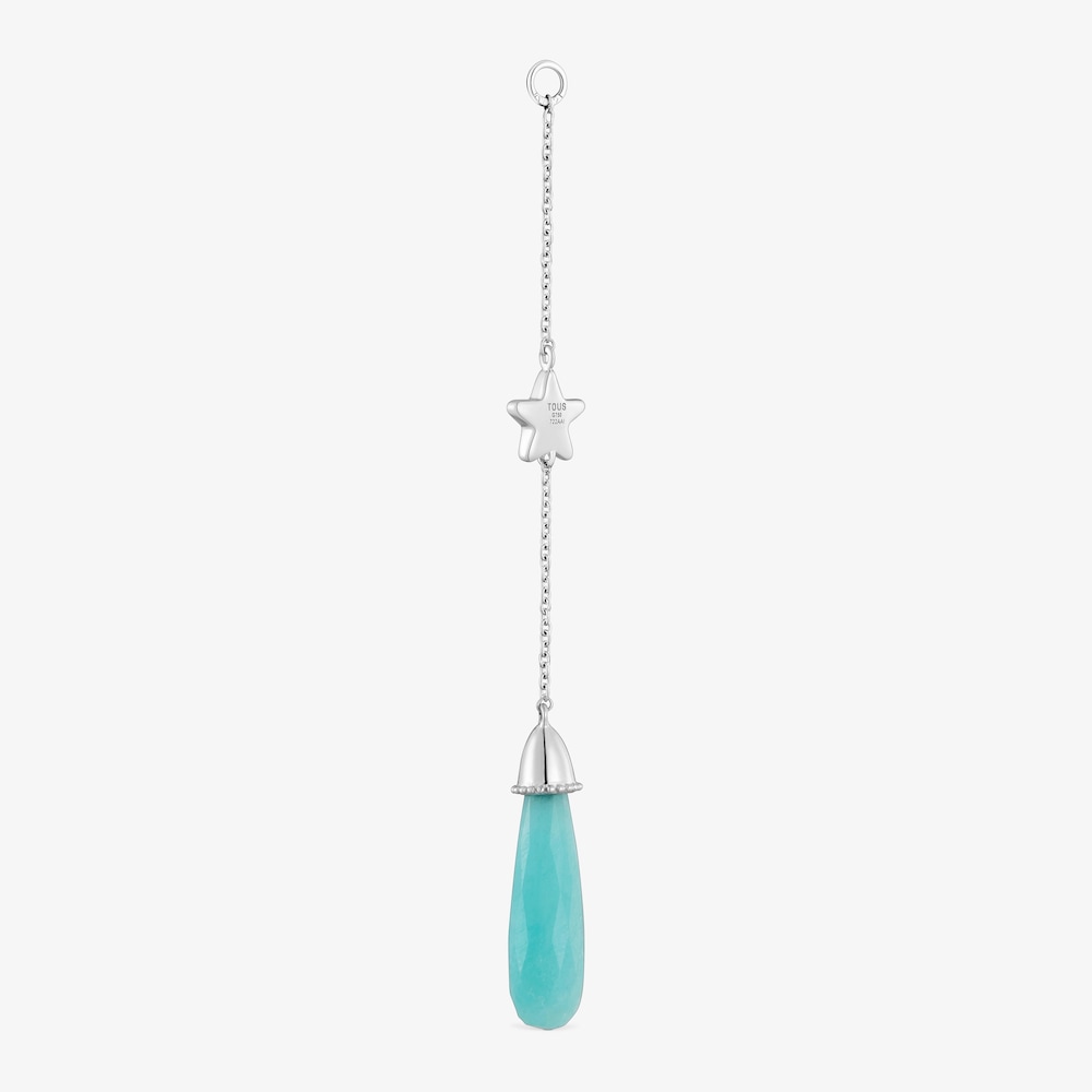 Long 18K white- gold star Single earring with diamonds and amazonite TOUS Grain