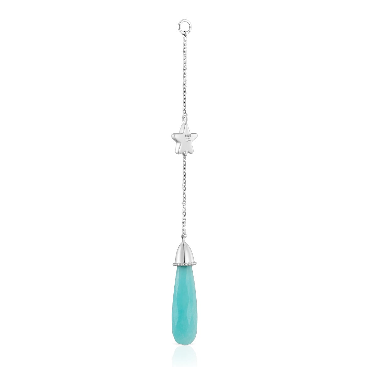 Long white-gold star Single earring with diamonds and amazonite TOUS Grain