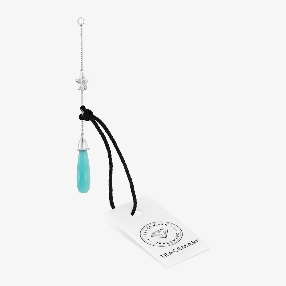 Long 18K white- gold star Single earring with diamonds and amazonite TOUS Grain