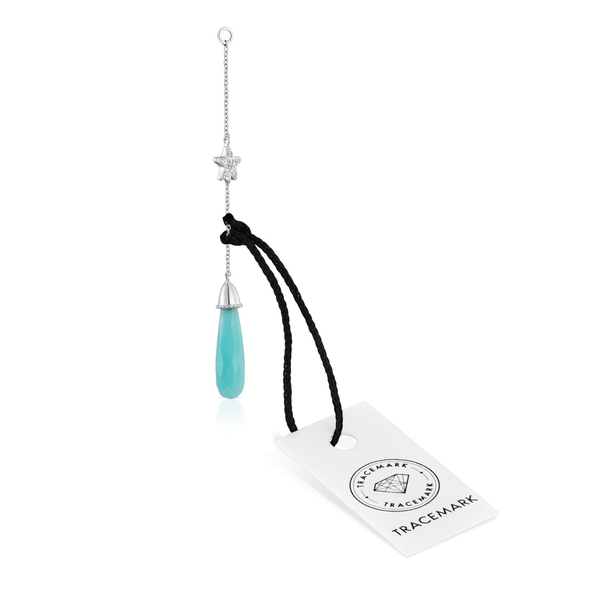 Long white-gold star Single earring with diamonds and amazonite TOUS Grain