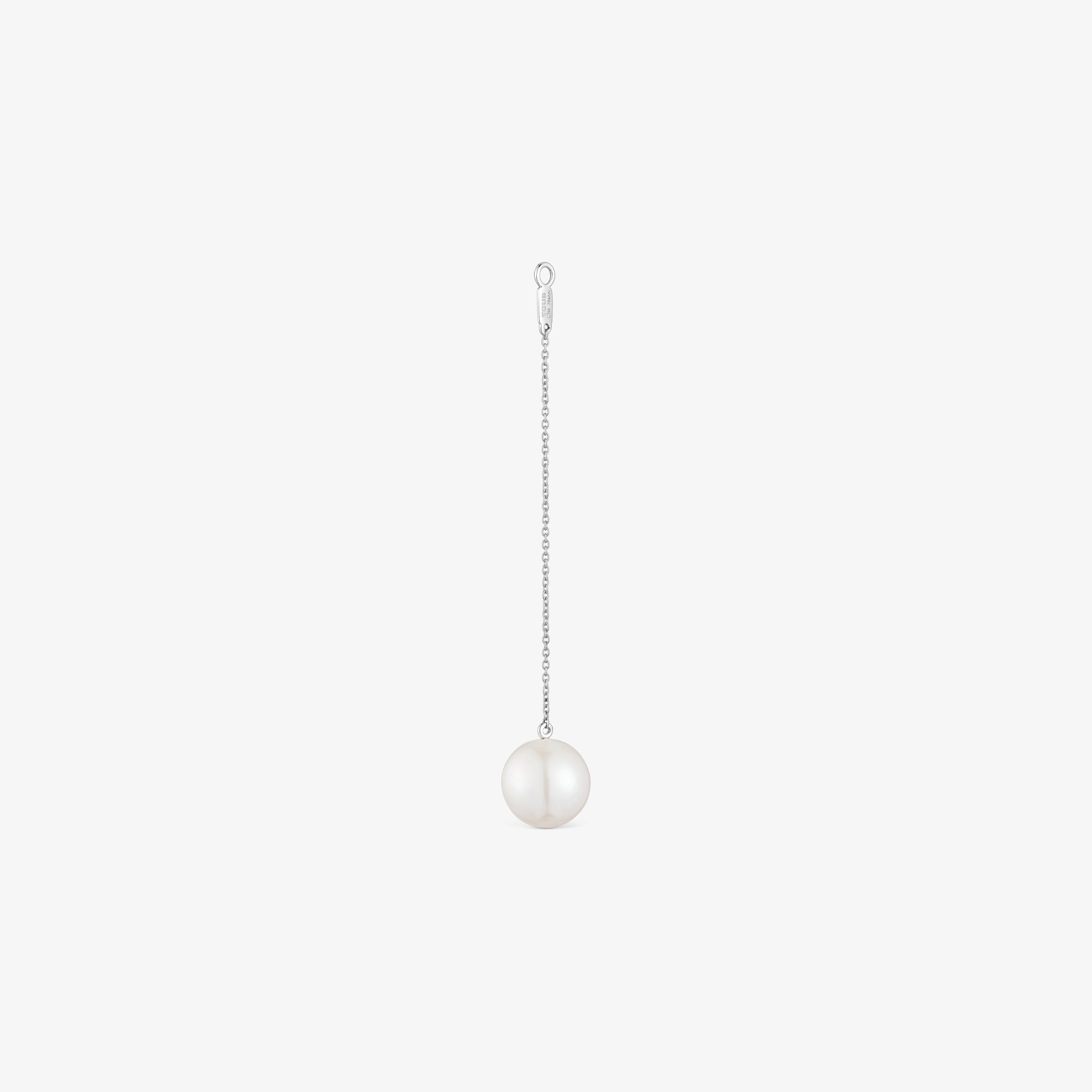 Long 18K white- gold Single earring with cultured pearl TOUS Grain