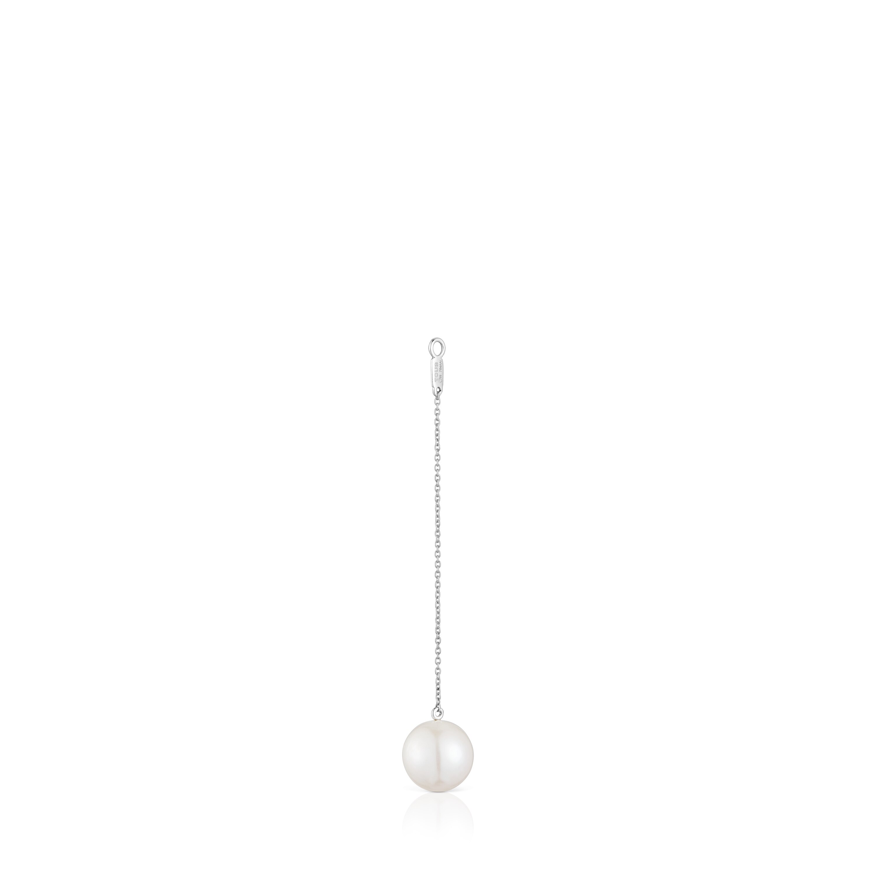 Long white-gold Single earring with cultured pearl TOUS Grain